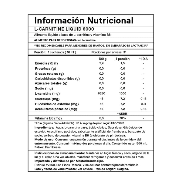 l carnitina prospecto L-Carnitina Líquida 6000mg Raspberry 500ml L - CARNITINA - Express