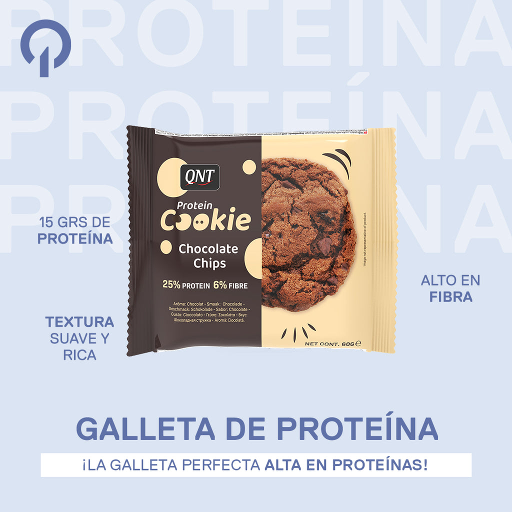 Caja de 12 Galletas de Proteína Chocolate Chips 12x60 Grs | 15 gr. proteína