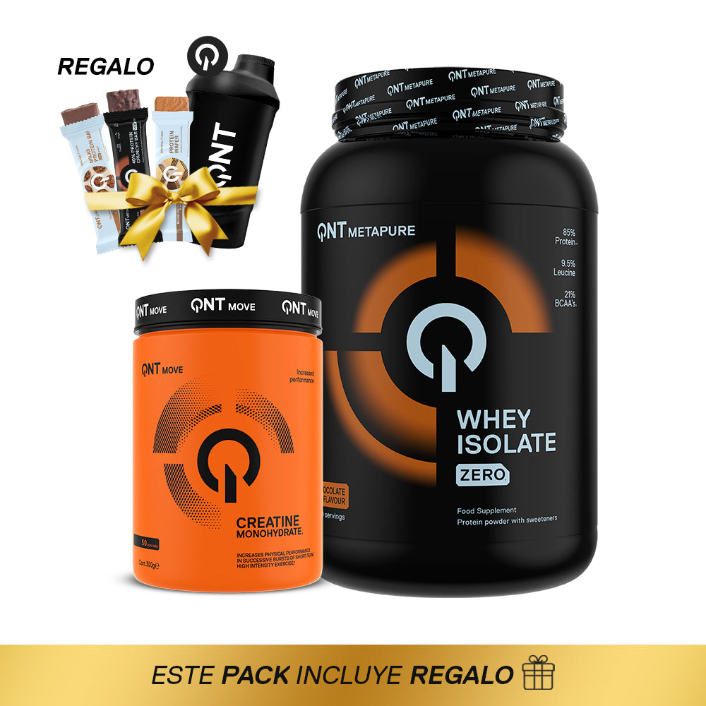 Pack Proteína Metapure 908 Grs + Creatina 300 Grs + Regalos (shaker y barritas proteína)