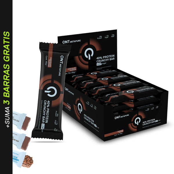Caja de 12 Barras de Proteína Metapure Crunchy Bar 12x65 grs