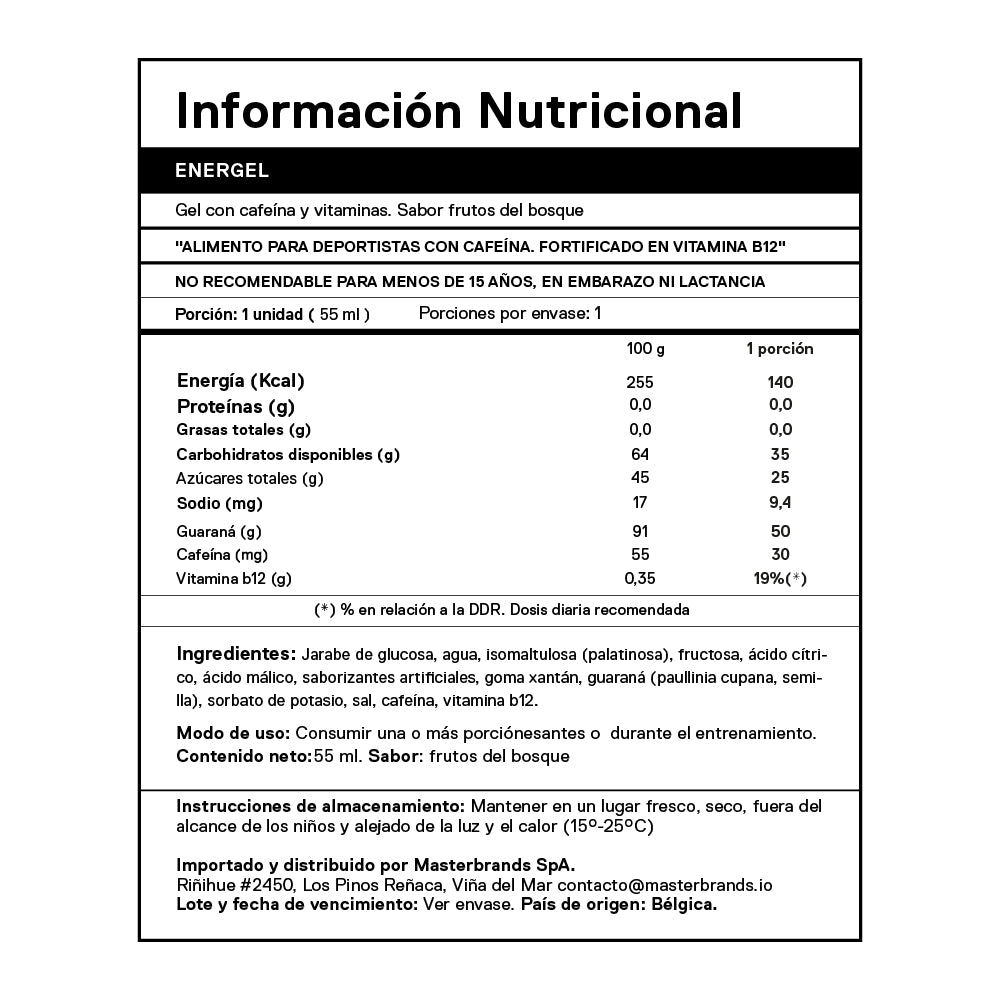 Caja de 25 Geles Energéticos Energel 25x55 Ml