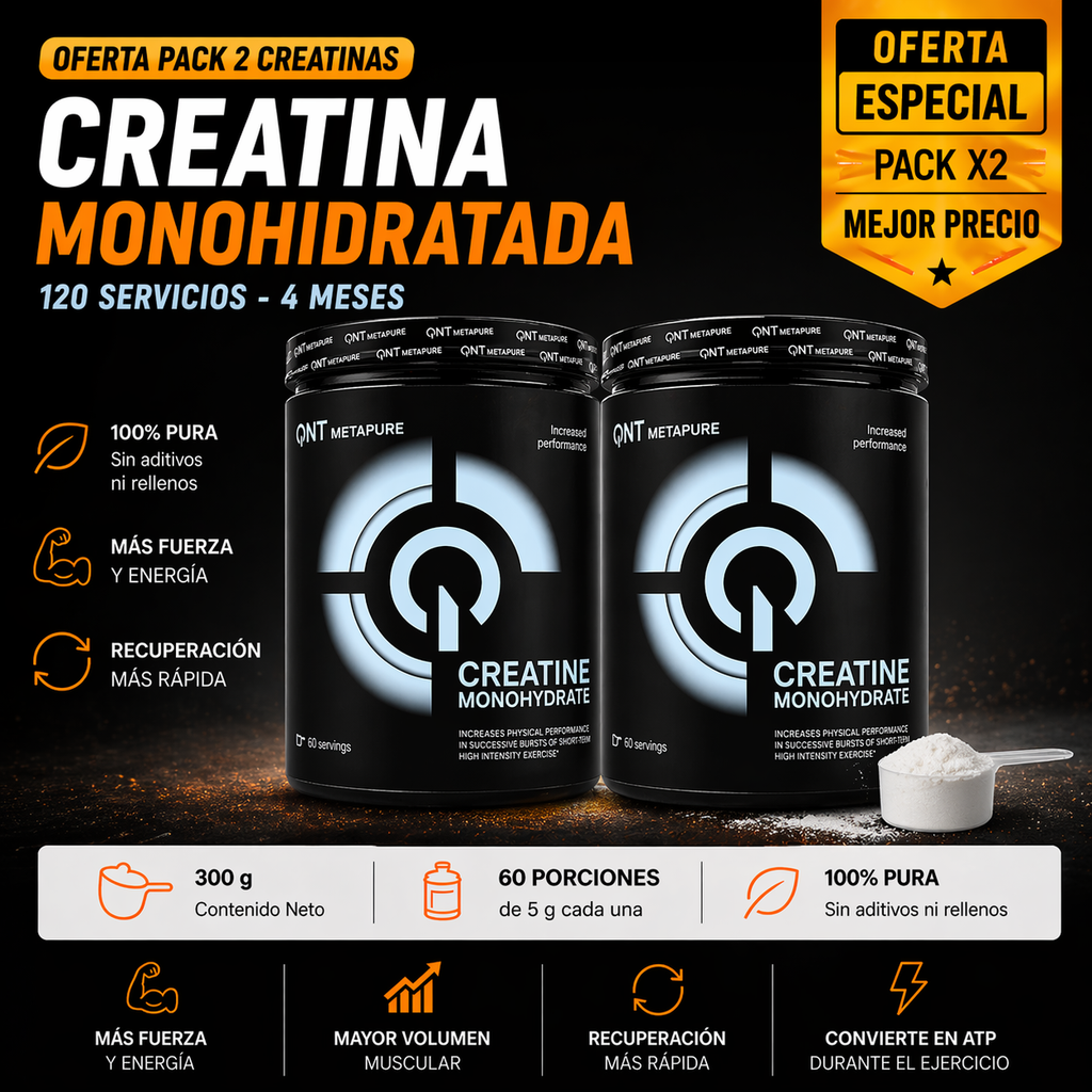 Pack 2 x Creatina Monohidratada en Polvo 300 Gr | 4 meses