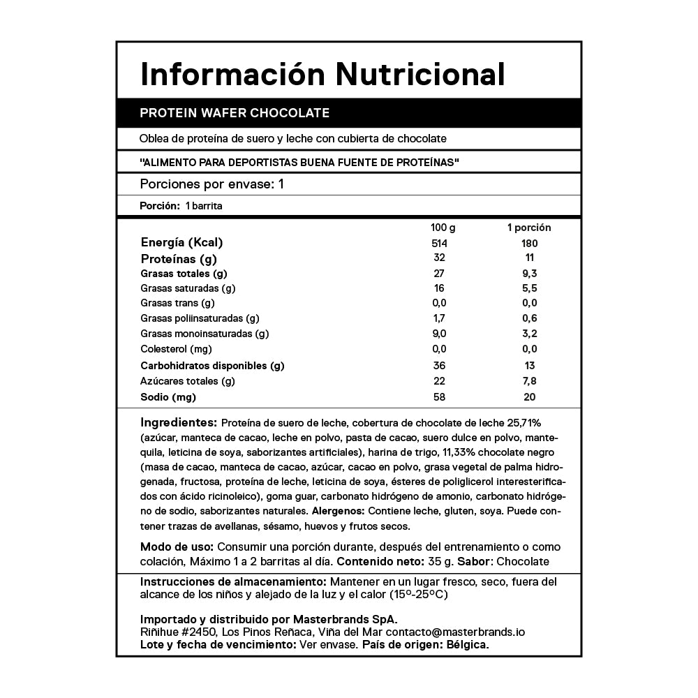 Caja De 12 Barras De Proteína Wafer Bar 12x35 Grs