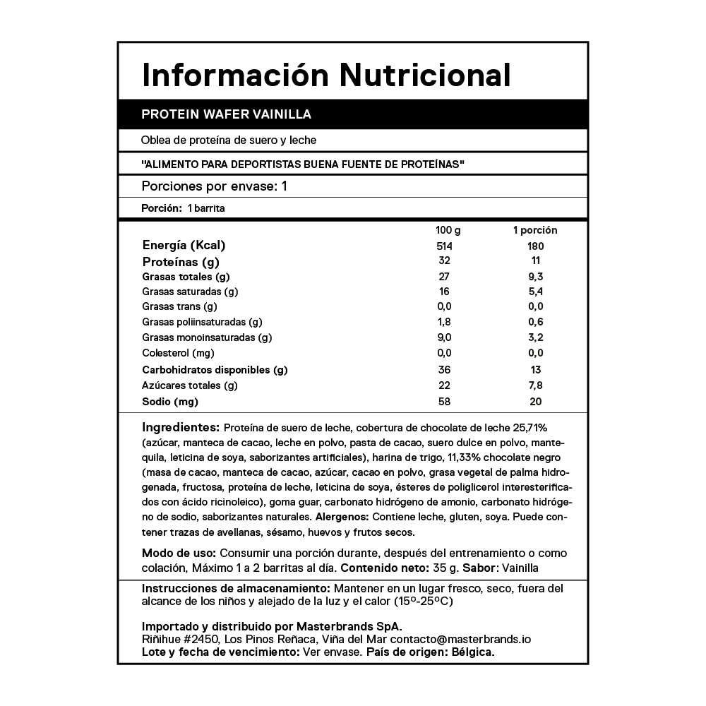 Caja De 12 Barras De Proteína Wafer Bar 12x35 Grs