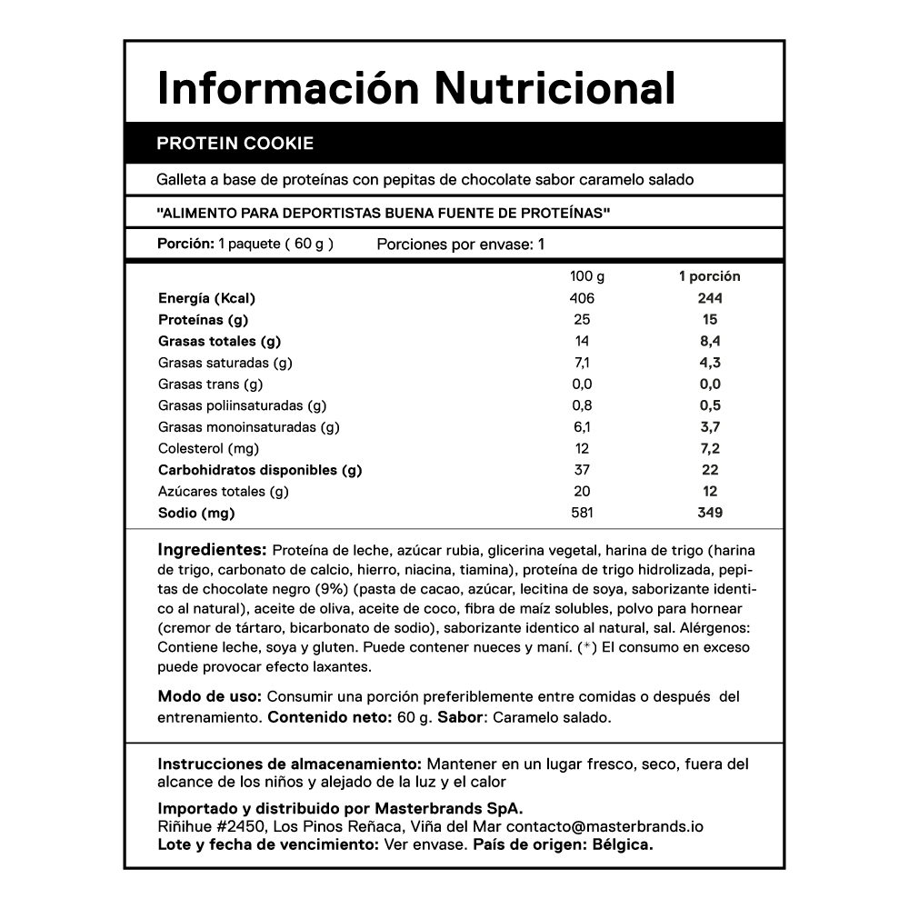 *NUEVO* Caja de 12 Galletas de Proteína Salted Caramel 12x60 Grs | 15 gr. proteína