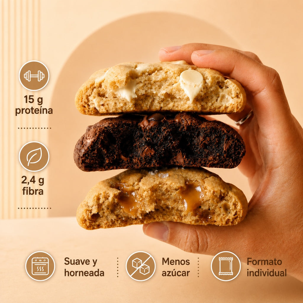 Caja de 12 Galletas de Proteína Chocolate Chips 12x60 Grs | 15 gr. proteína