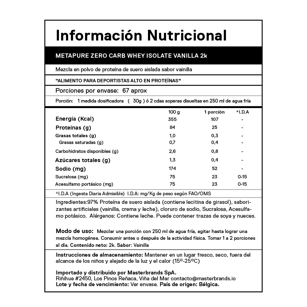 Pack Proteína Metapure Isolate Zero 2 Kg + Creatina 800 Grs + ENVÍO GRATIS