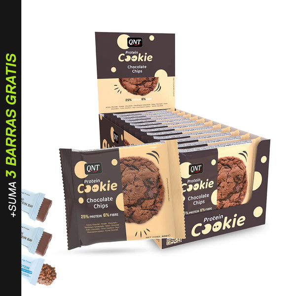 Caja de 12 Galletas de Proteína Chocolate Chips 12x60 Grs | 15 gr. proteína