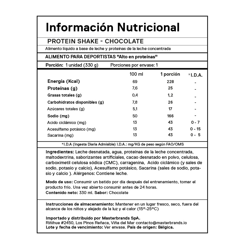Bandeja De 12 Shakes Proteína 330 Ml