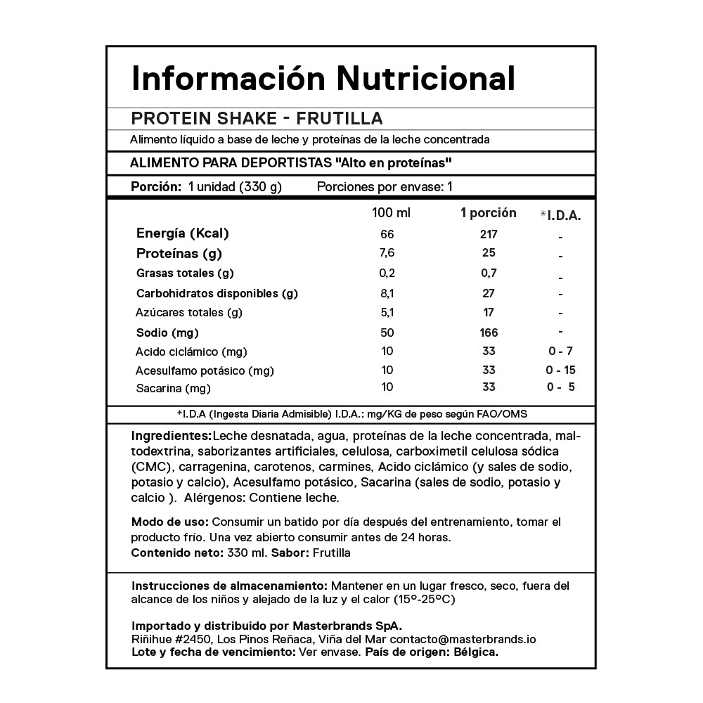 Bandeja De 12 Shakes Proteína 330 Ml