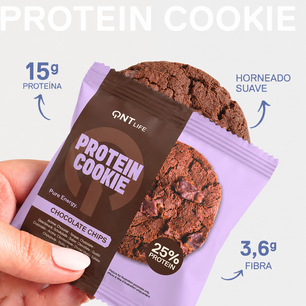 Caja de 12 Galletas de Proteína Chocolate Chips 12x60 Grs | 15 gr. proteína