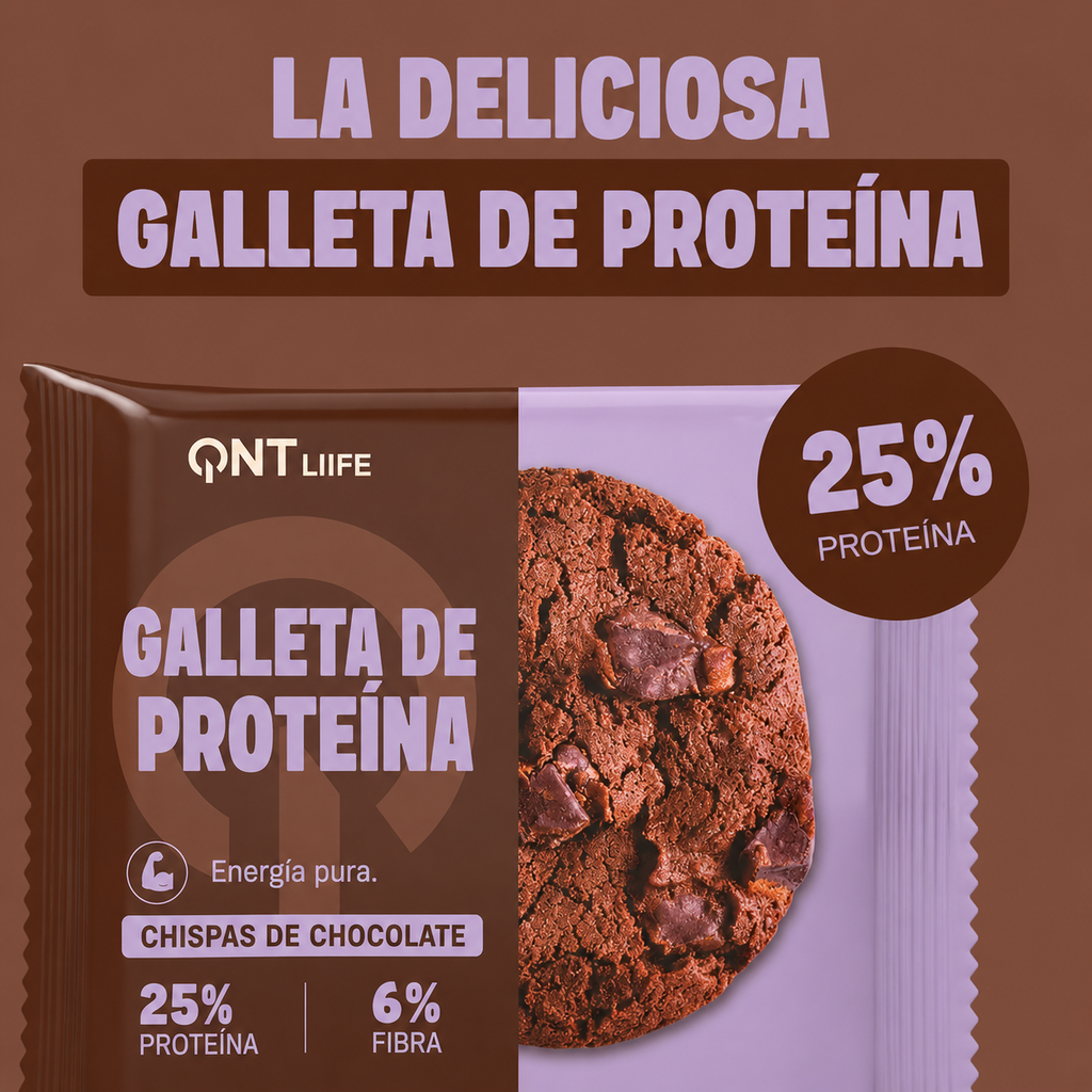 Caja de 12 Galletas de Proteína Chocolate Chips 12x60 Grs | 15 gr. proteína