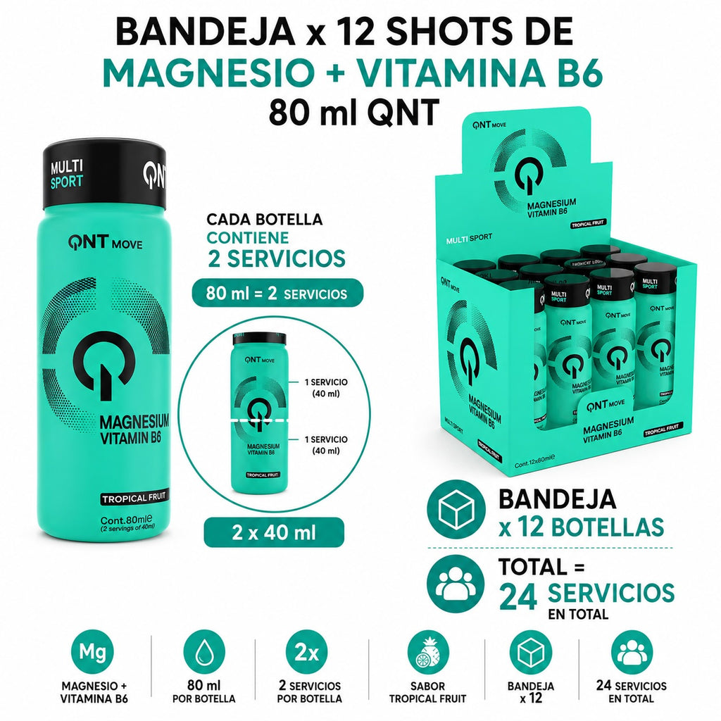 Bandeja de 12 Shots de Magnesio + Vitamina B6 12x80 ml (24 servicios)
