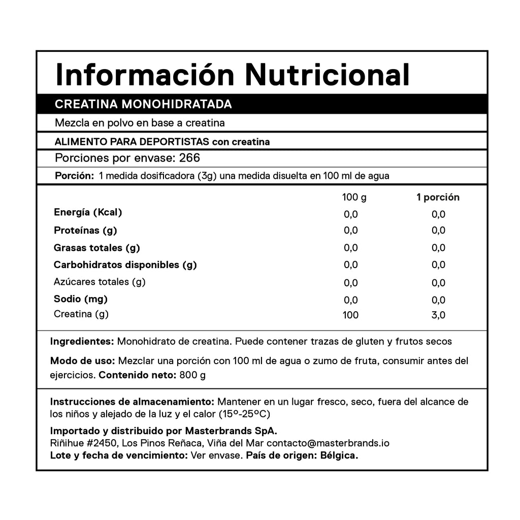 Creatina Monohidratada en Polvo 800 Gr | 133 servicios