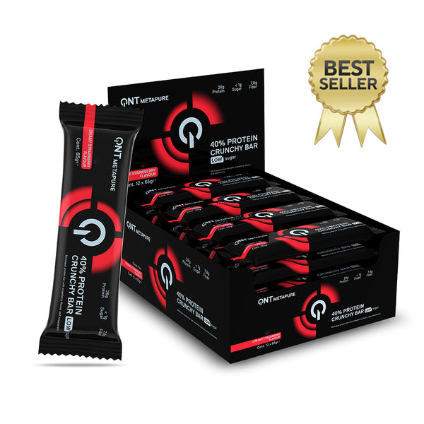 Caja de 12 Barras de Proteína Crunchy Bar 12x65 grs | 26 gr. proteína por barra