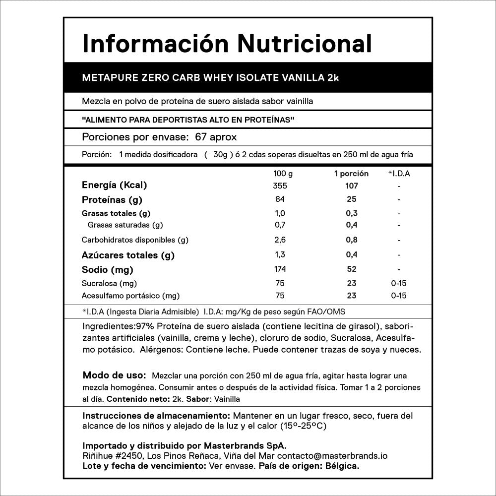 Pack Proteína Metapure Isolate Zero 2 Kg + Creatina 800 Grs + ENVÍO GRATIS