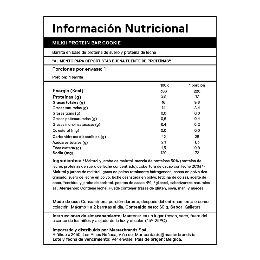 Caja de 12 Barras de Proteína Milkii Protein Bar 12x60 grs