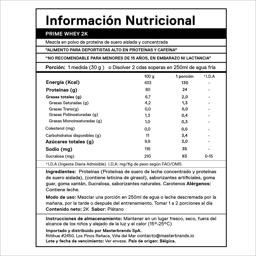 Pack 2 x Proteína Prime Whey 2 Kgs + ENVÍO GRATIS