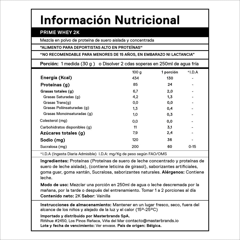 Pack 2 x Proteína Prime Whey 2 Kgs + ENVÍO GRATIS