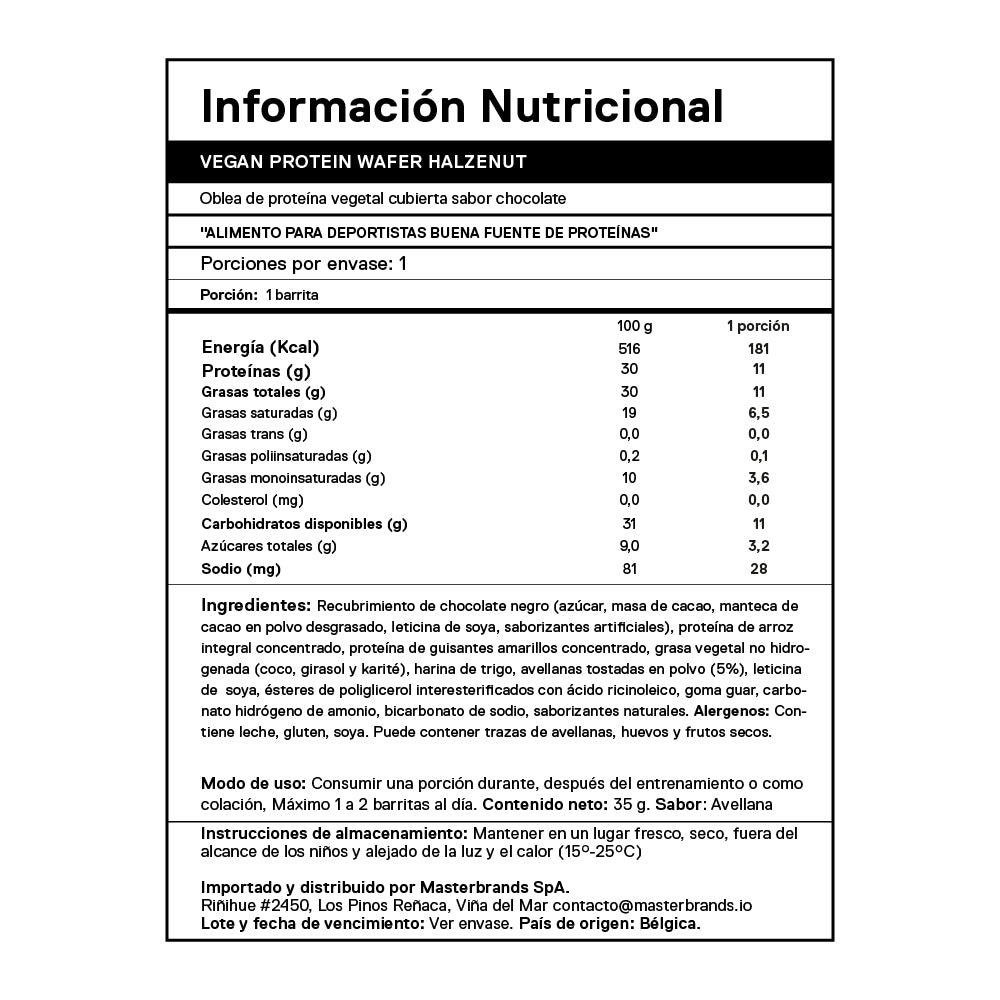 Caja De 12 Barras De Proteína Vegana Wafer Bar 12x35 Grs